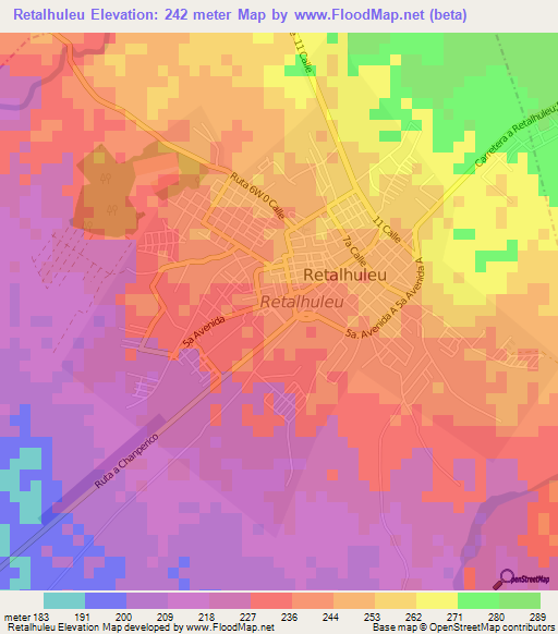 Retalhuleu,Guatemala Elevation Map