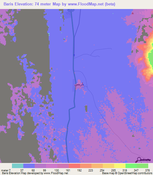 Baris,Egypt Elevation Map