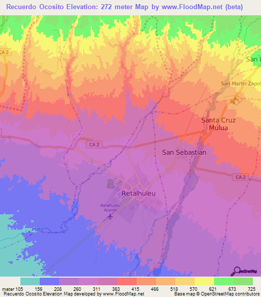 Recuerdo Ocosito,Guatemala Elevation Map