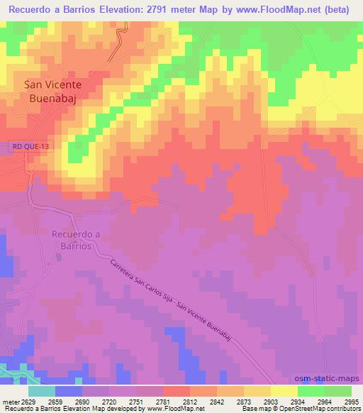 Recuerdo a Barrios,Guatemala Elevation Map