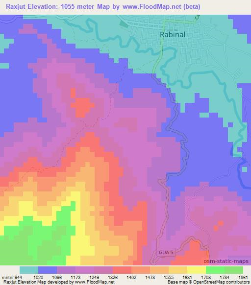 Raxjut,Guatemala Elevation Map