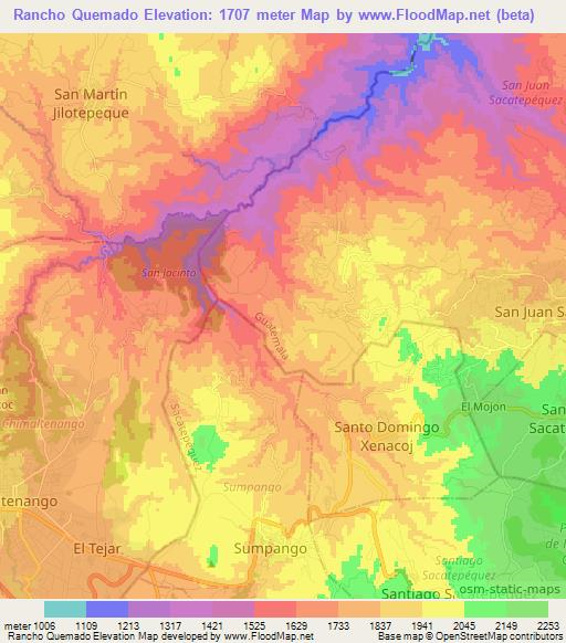 Rancho Quemado,Guatemala Elevation Map