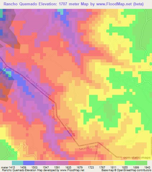 Rancho Quemado,Guatemala Elevation Map