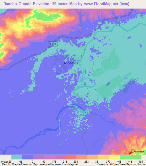 Rancho Grande,Guatemala Elevation Map