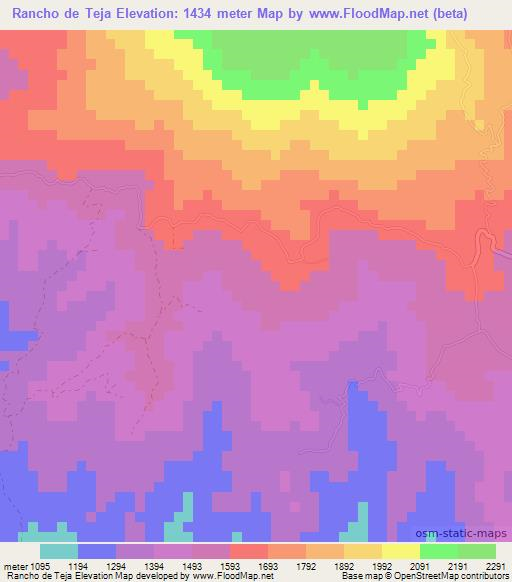 Rancho de Teja,Guatemala Elevation Map