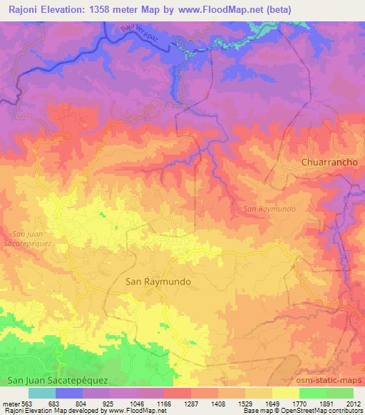 Rajoni,Guatemala Elevation Map