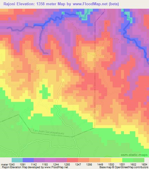 Rajoni,Guatemala Elevation Map