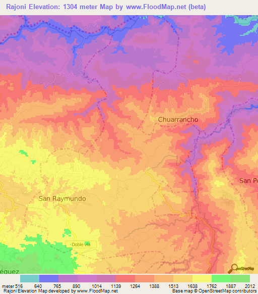 Rajoni,Guatemala Elevation Map