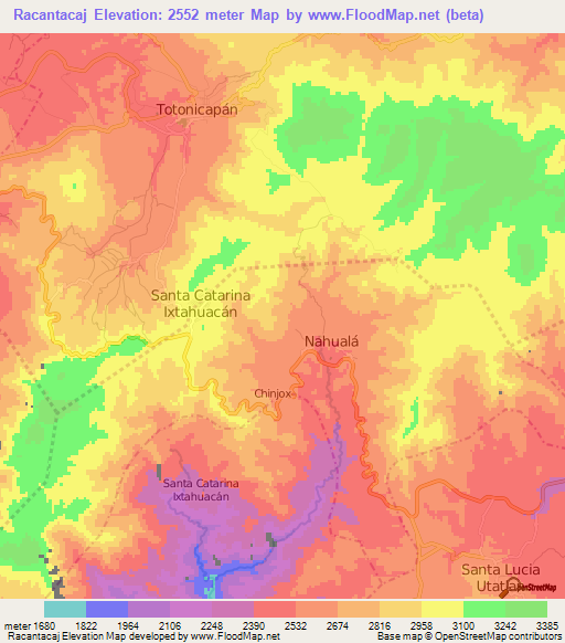 Racantacaj,Guatemala Elevation Map