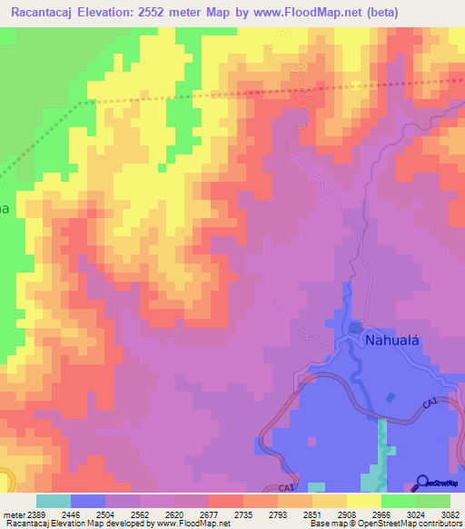 Racantacaj,Guatemala Elevation Map