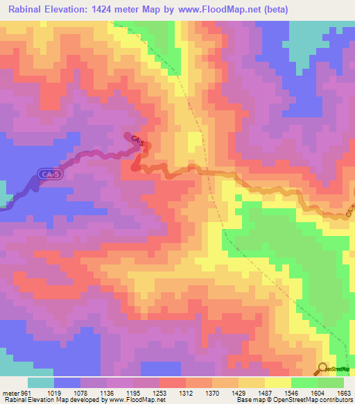 Rabinal,Guatemala Elevation Map