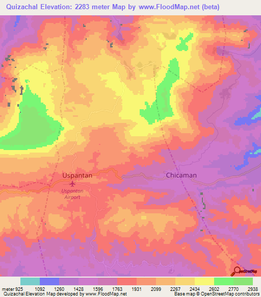 Quizachal,Guatemala Elevation Map