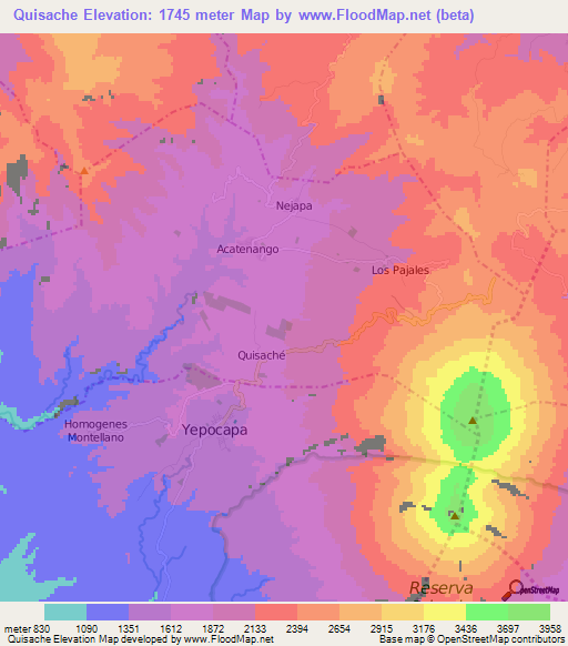 Quisache,Guatemala Elevation Map