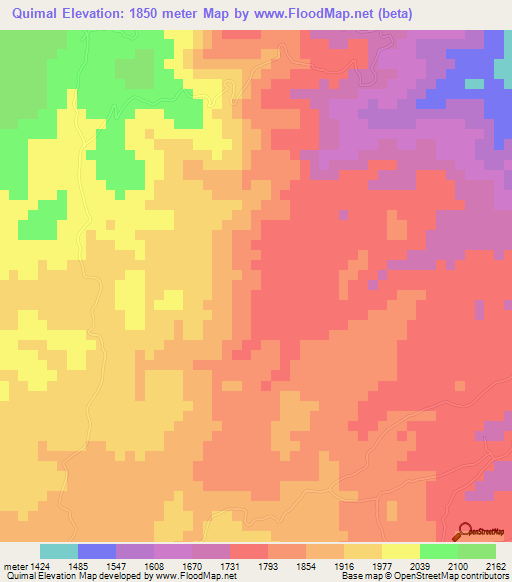 Quimal,Guatemala Elevation Map