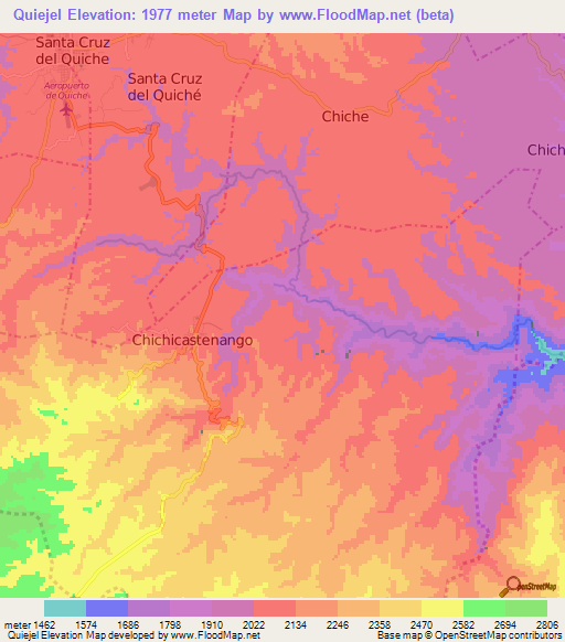 Quiejel,Guatemala Elevation Map