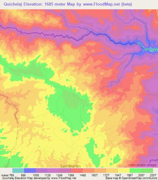 Quichelaj,Guatemala Elevation Map