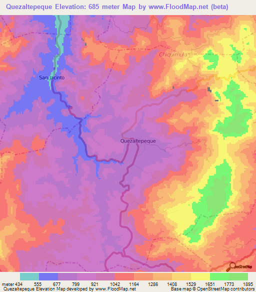 Quezaltepeque,Guatemala Elevation Map