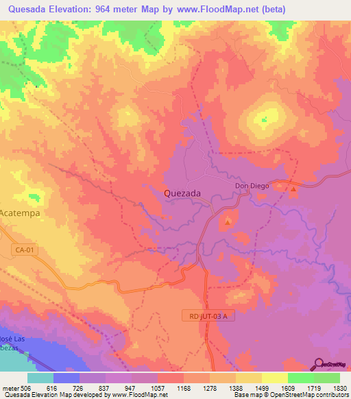 Quesada,Guatemala Elevation Map