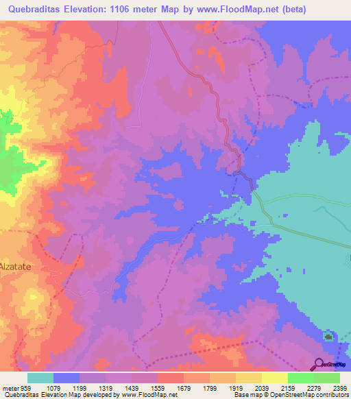 Quebraditas,Guatemala Elevation Map