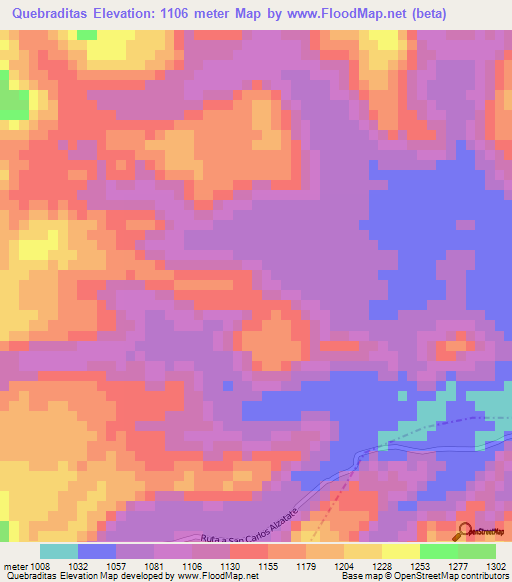 Quebraditas,Guatemala Elevation Map