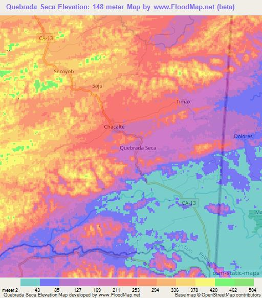 Quebrada Seca,Guatemala Elevation Map