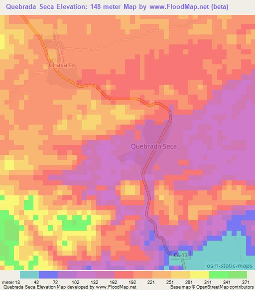 Quebrada Seca,Guatemala Elevation Map