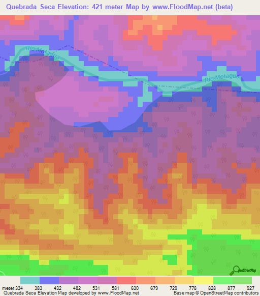 Quebrada Seca,Guatemala Elevation Map