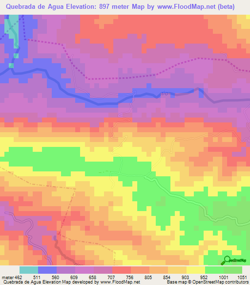 Quebrada de Agua,Guatemala Elevation Map