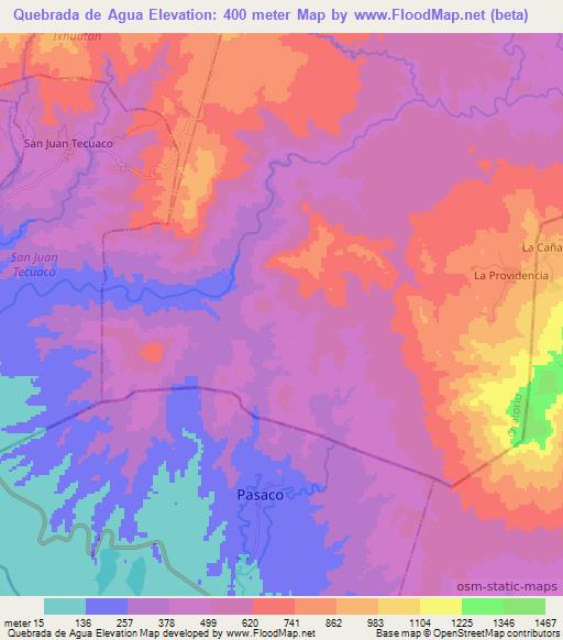 Quebrada de Agua,Guatemala Elevation Map