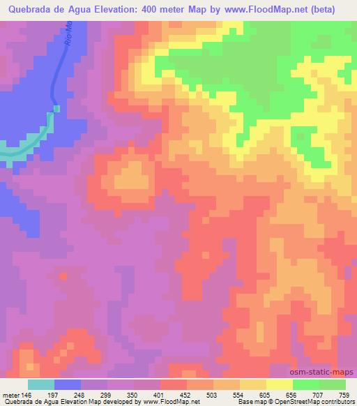 Quebrada de Agua,Guatemala Elevation Map