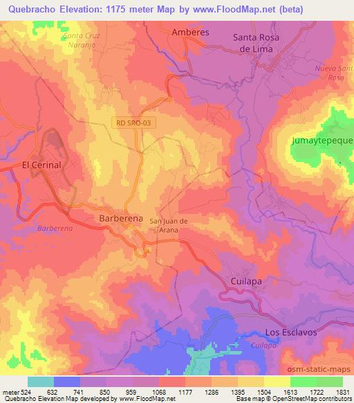 Quebracho,Guatemala Elevation Map