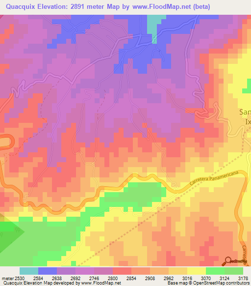 Quacquix,Guatemala Elevation Map