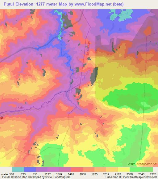 Putul,Guatemala Elevation Map