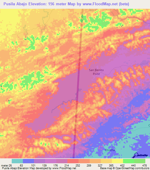 Pusila Abajo,Guatemala Elevation Map