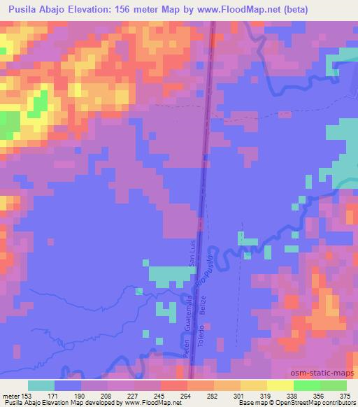 Pusila Abajo,Guatemala Elevation Map