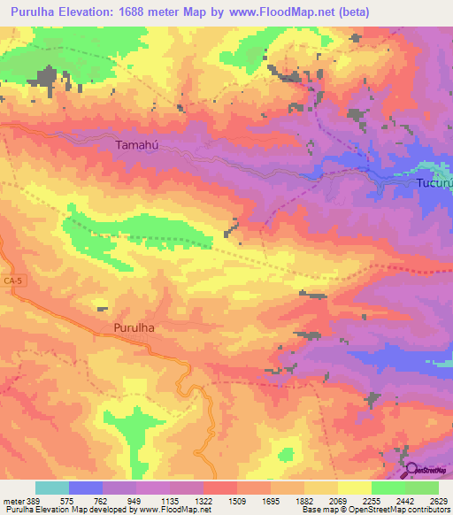 Purulha,Guatemala Elevation Map