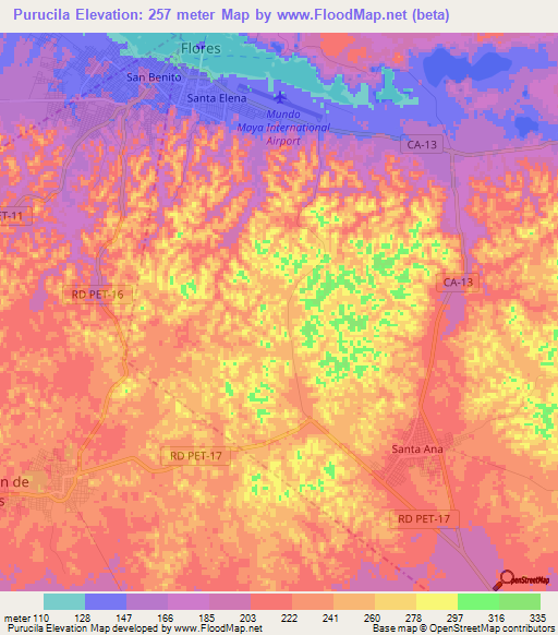 Purucila,Guatemala Elevation Map