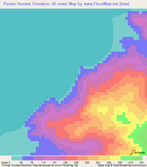 Puntas Hondas,Guatemala Elevation Map