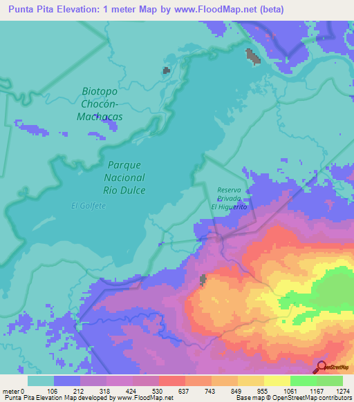 Punta Pita,Guatemala Elevation Map