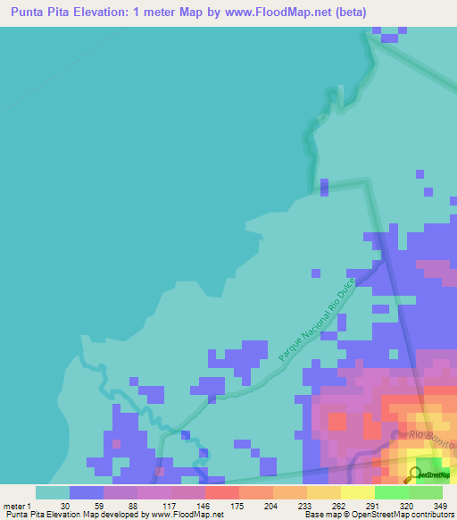 Punta Pita,Guatemala Elevation Map