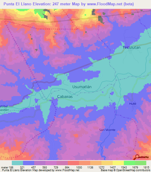 Punta El Llano,Guatemala Elevation Map