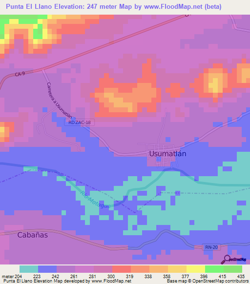 Punta El Llano,Guatemala Elevation Map