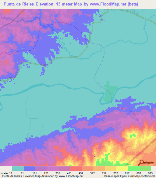 Punta de Rieles,Guatemala Elevation Map