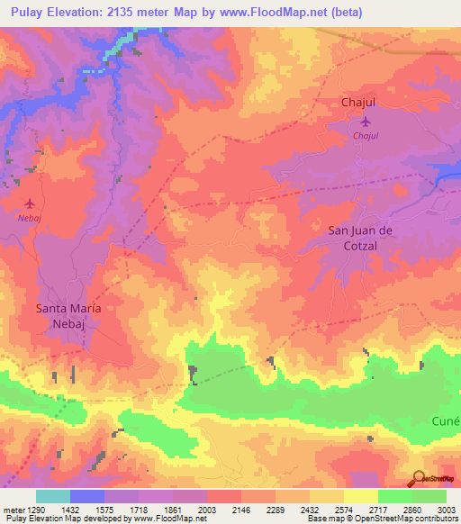 Pulay,Guatemala Elevation Map