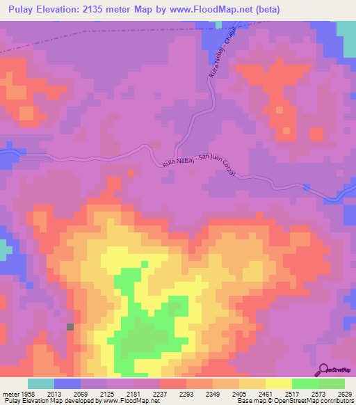 Pulay,Guatemala Elevation Map