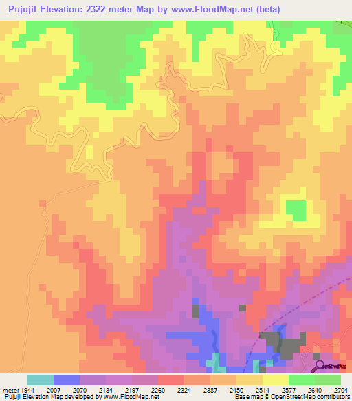 Pujujil,Guatemala Elevation Map