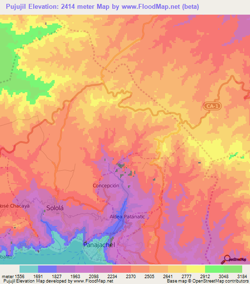 Pujujil,Guatemala Elevation Map