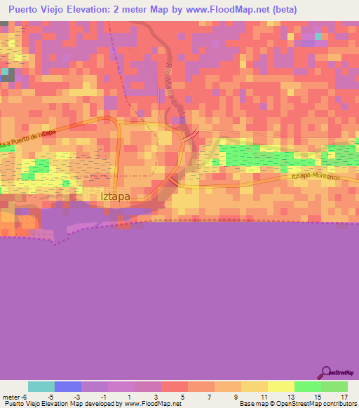 Puerto Viejo,Guatemala Elevation Map