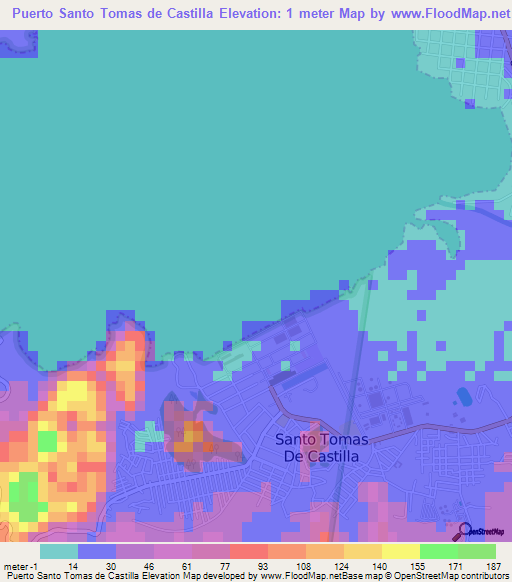 Puerto Santo Tomas de Castilla,Guatemala Elevation Map