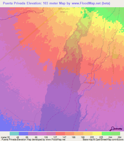 Puerta Privada,Guatemala Elevation Map